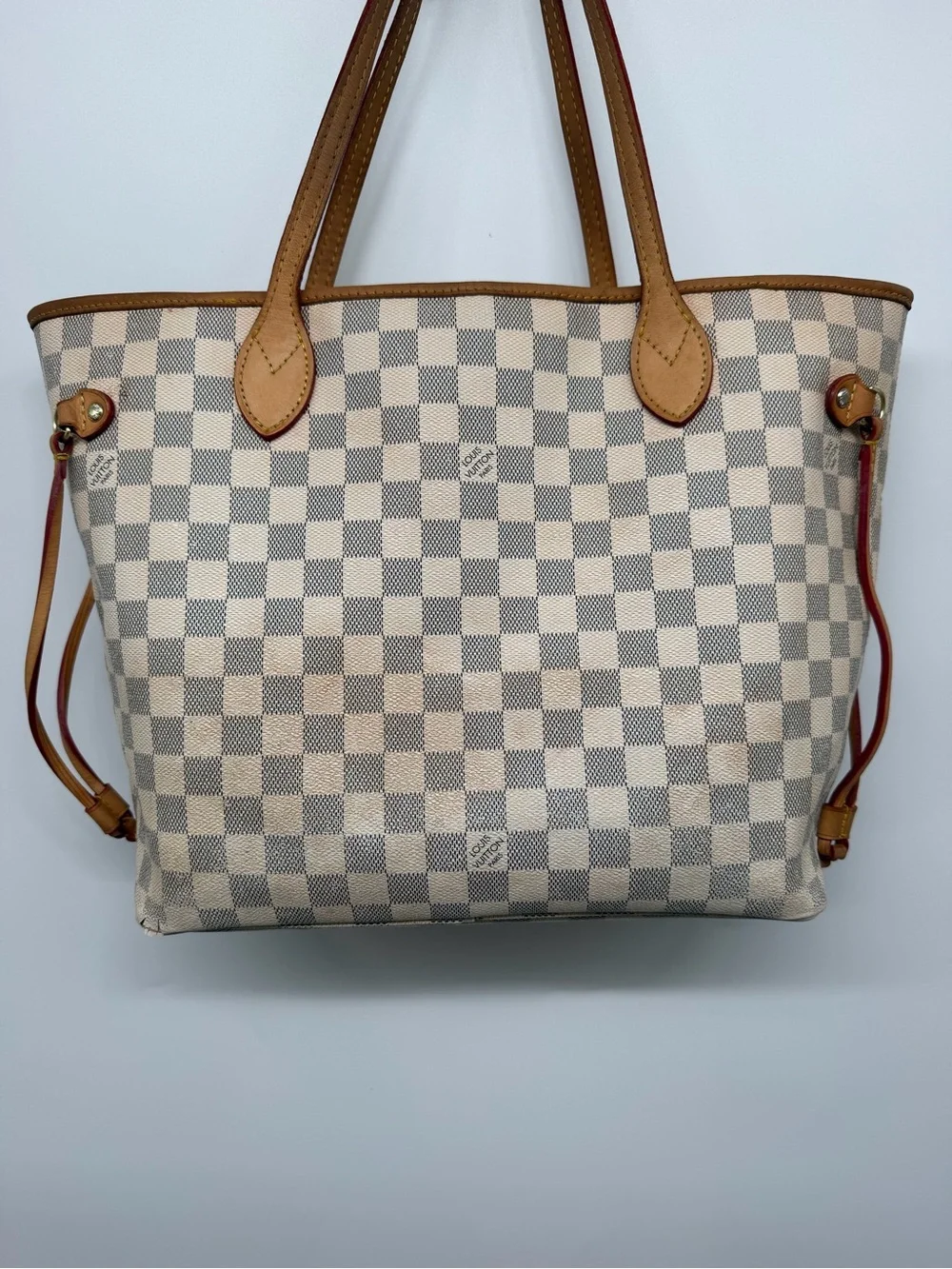 Louis Vuitton Neverfull MM Damier Azur Tote Rose Pink Interior